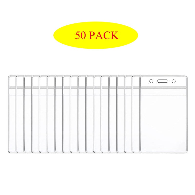 HOSL 50 Pcs Clear Plastic Vertical Name Tag Badge ID Card Holder - Image 2